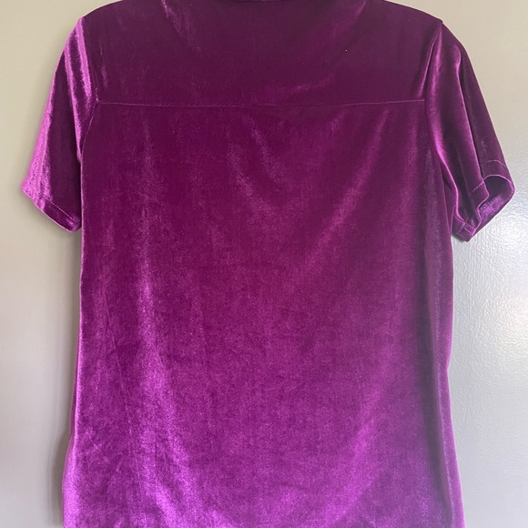 EUC size L womens STUNNING PLUM VELVET 21” pit to pit, 24.5” mid shoulder to hem - Picture 4 of 5